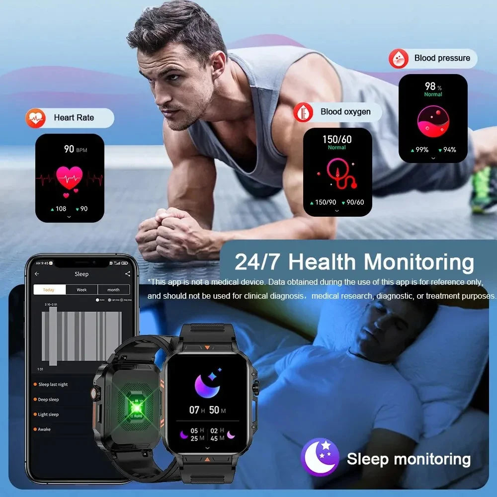 SENBONO Military Smart Watch Bluetooth Call 24/7 Heart Rate Monitor/IP68 Waterproof 100+ Sport Mode Smartwatch for Men Women