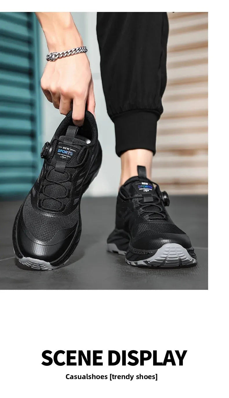 Spring Summer Thin Automatic Buckle Trail Running Shoes Casual/Function Hiking Breathable Outdoor Sports Trendy Footwear