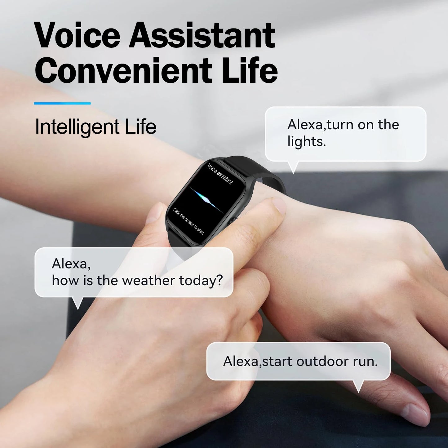AI Voice Assistant Smart Watch for Men Women, 1.96'' HD Screen Activity/Trackers with 100+Sports/ Sleep/ Heart Rate Monitor