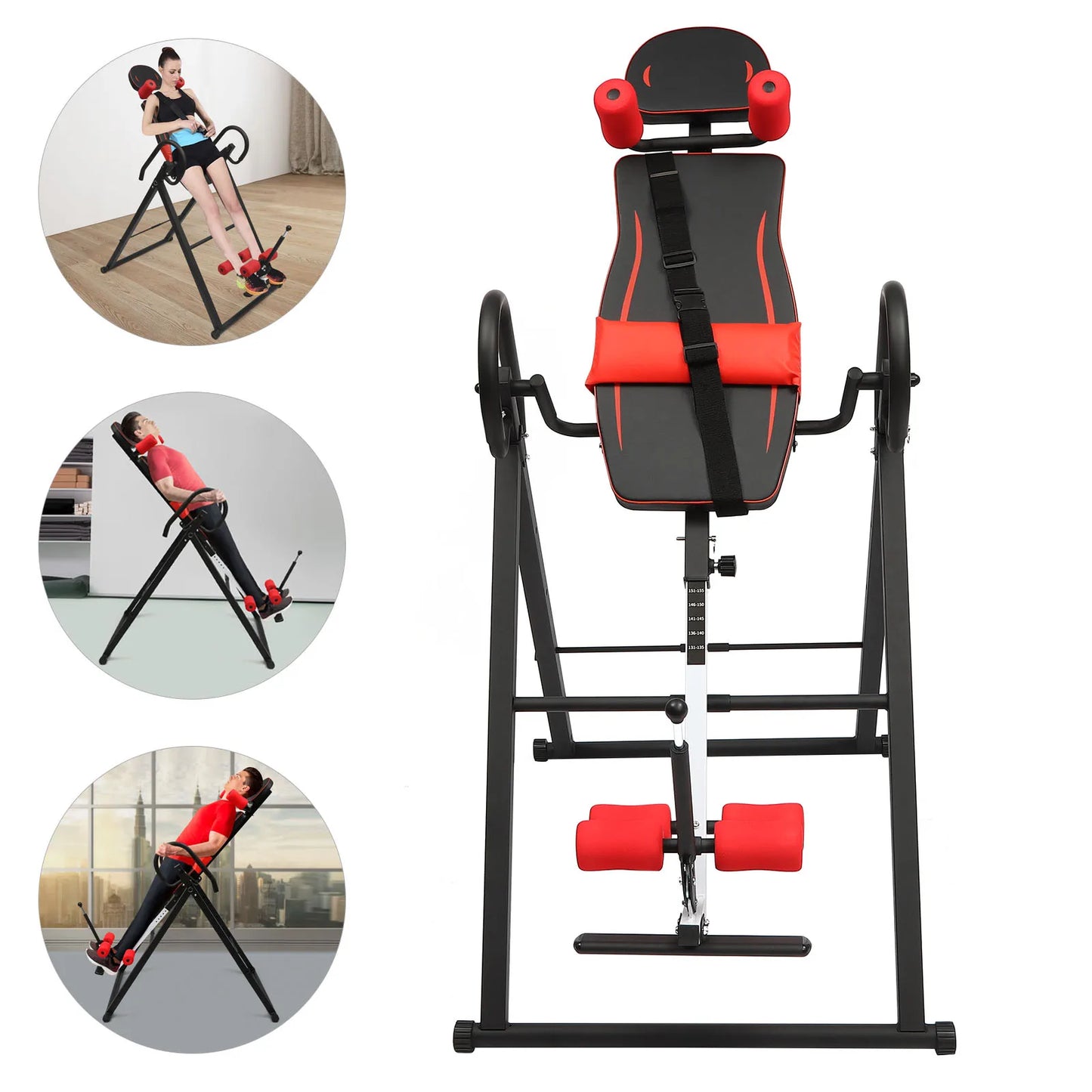 330lb Inversion Table for Back Relief & Posture Correction,4-Position Adjustable/Full-Body Stretching Foldable Fitness Equipment