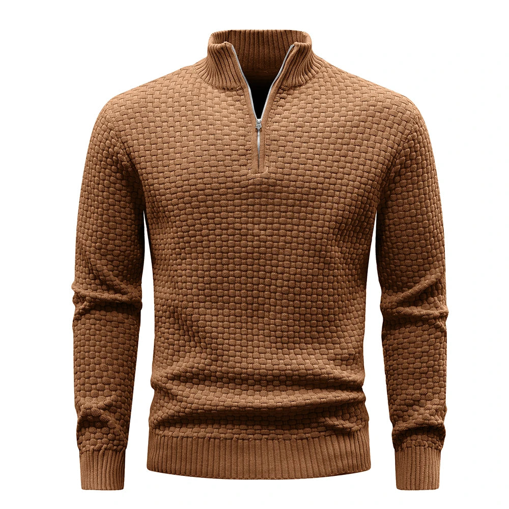 Men's Sweater Spring Outer Wear Quarter Zip Sweaters Polo Zip Pullover/Cable Knit Mock Neck Turtleneck Top US Size