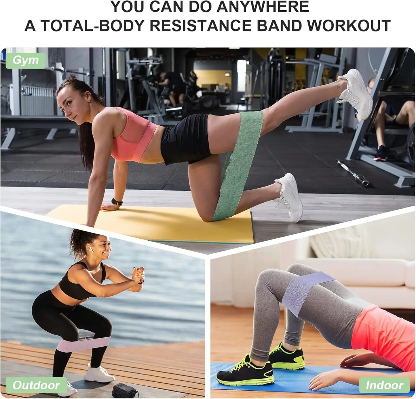 Resistance Bands Set for Full Body Workout/Exercise Bands for Legs and Butt Yoga Pilates Fitness Equipment