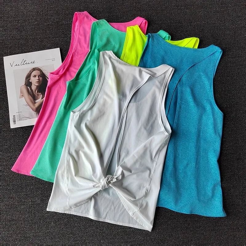 Women's Sleeveless Gym Shirts Tops Yoga Sports Vest Fitness/Loose Sport Shirts Female T-Shirts for Workout Exercise Tank Tops