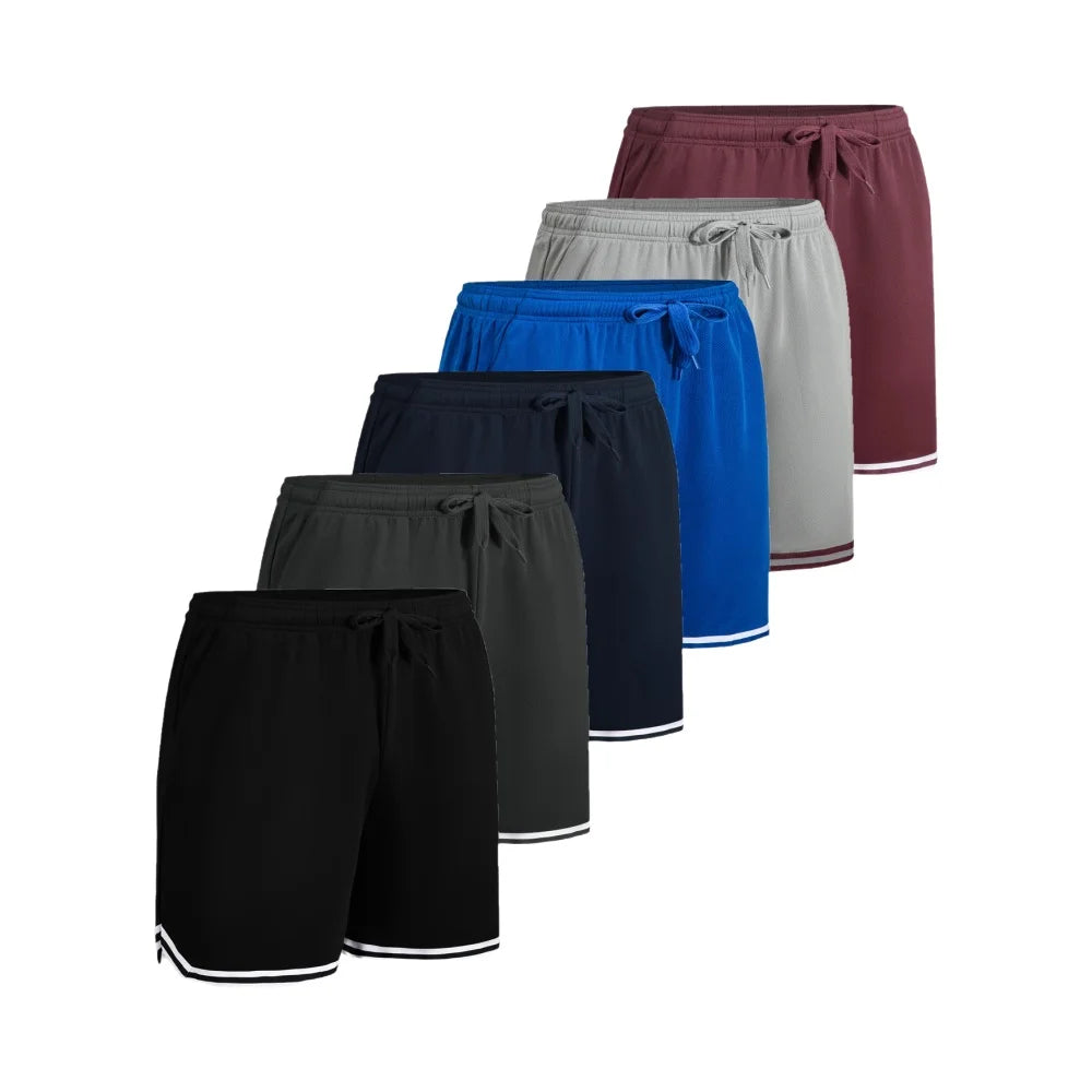 6-pack shorts black dark gray navy blue burgundy light gray/navy blue men's casual loose sports quick drying shorts