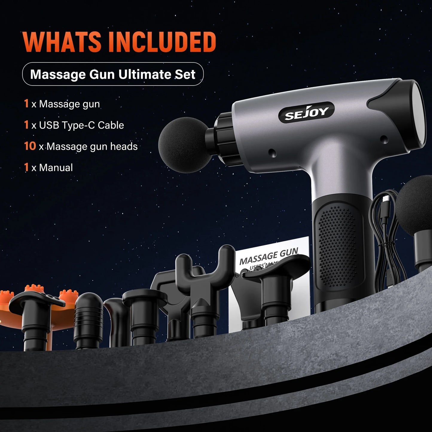 Electric Fascia Gun Muscle Massage Gun with 10 Massage Heads 30 Speeds/Percussion Tissue Back Massager For Body Back Neck Leg