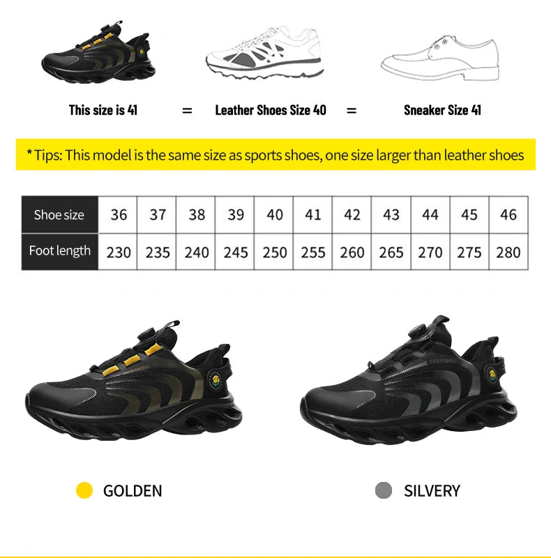 Lace-free, breathable, lightweight and comfortable/anti-smashing and anti-puncture safety shoes