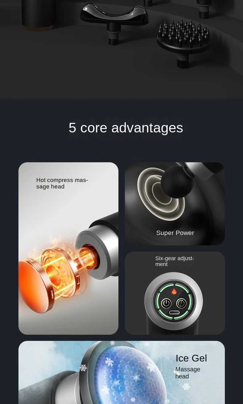 New Electric Powerful Percussive Mini Hot and Cold Massage Gun/Muscle Relaxation Home Portable Gym Use Fascial Massager Gun