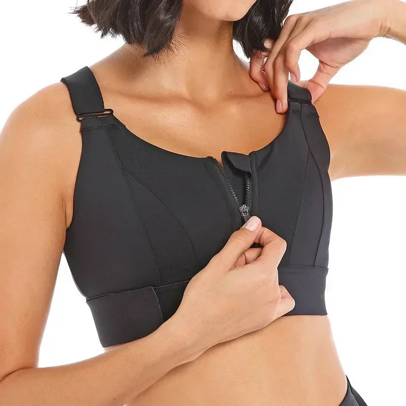 Women Sports Bras Tights Crop Top Yoga Vest Front Zipper Plus Size/Adjustable Strap Shockproof Gym Fitness Athletic Bras