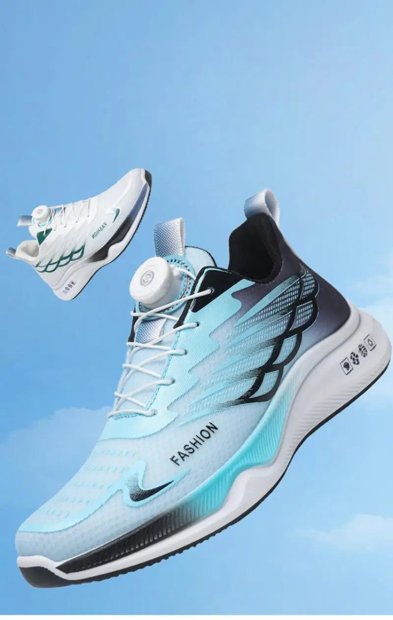 Oulylan Men's Running Sports Shoes Casual Fashion Popular Mesh/Rotating Buttons Breathable Hollow Sneakers Men