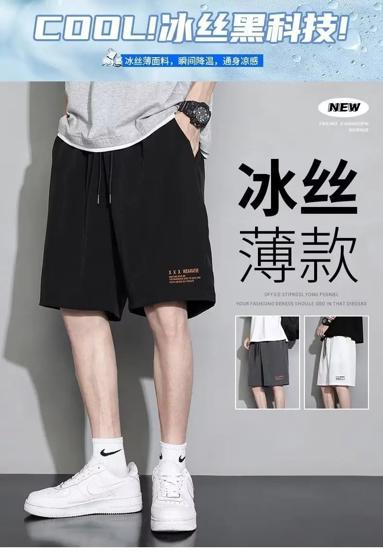 Ice Silk Shorts Men Gym Casual Shorts Quick Dry Running Sports/Short Pants Breathable Fitness Jogging Shorts