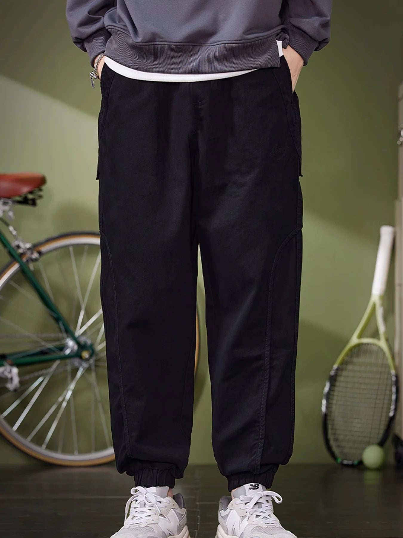 Work Pants Men's Straight Style Wide Leg Casual Long Trousers/Casual Loose Baggy Sweatpants Autumn Pants