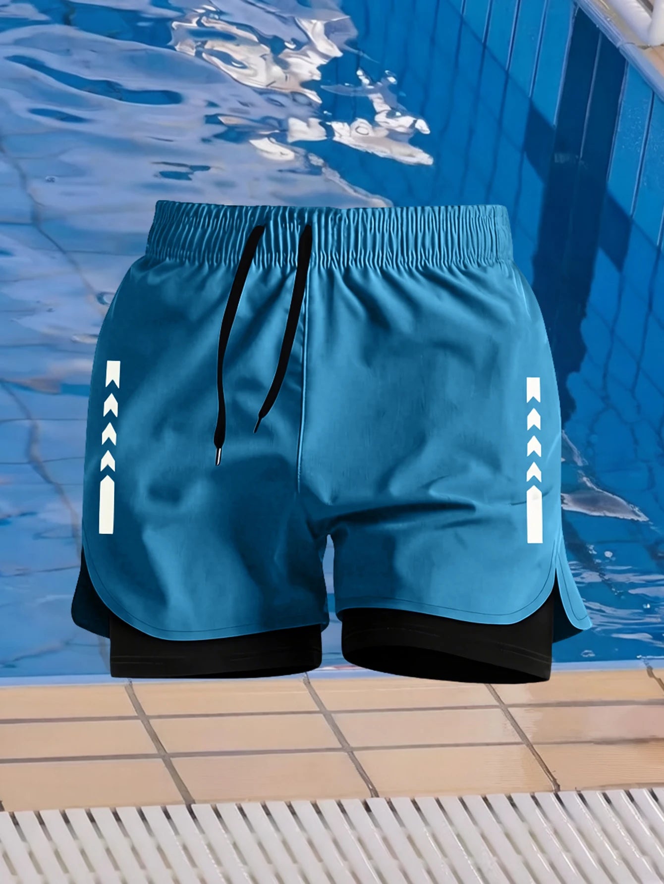 3Pcs Men 2 in 1 Running Shorts Quick Dry Athletic Workout Shorts/With Liner Drawstring Training Gym Sports Shorts