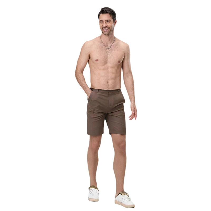 Men s Lightweight Linen Shorts with Elastic Waistband and Pockets/Casual Knee-Length Breathable Summer Shorts