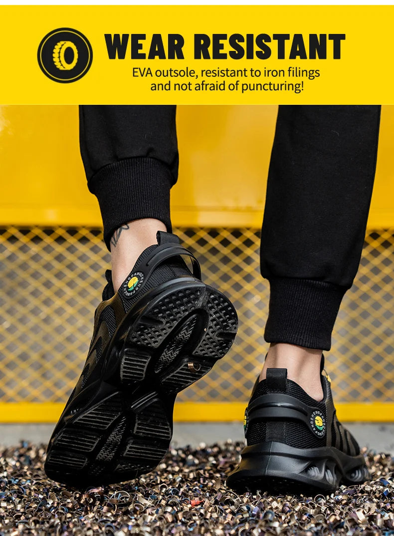 Lace-free, breathable, lightweight and comfortable/anti-smashing and anti-puncture safety shoes