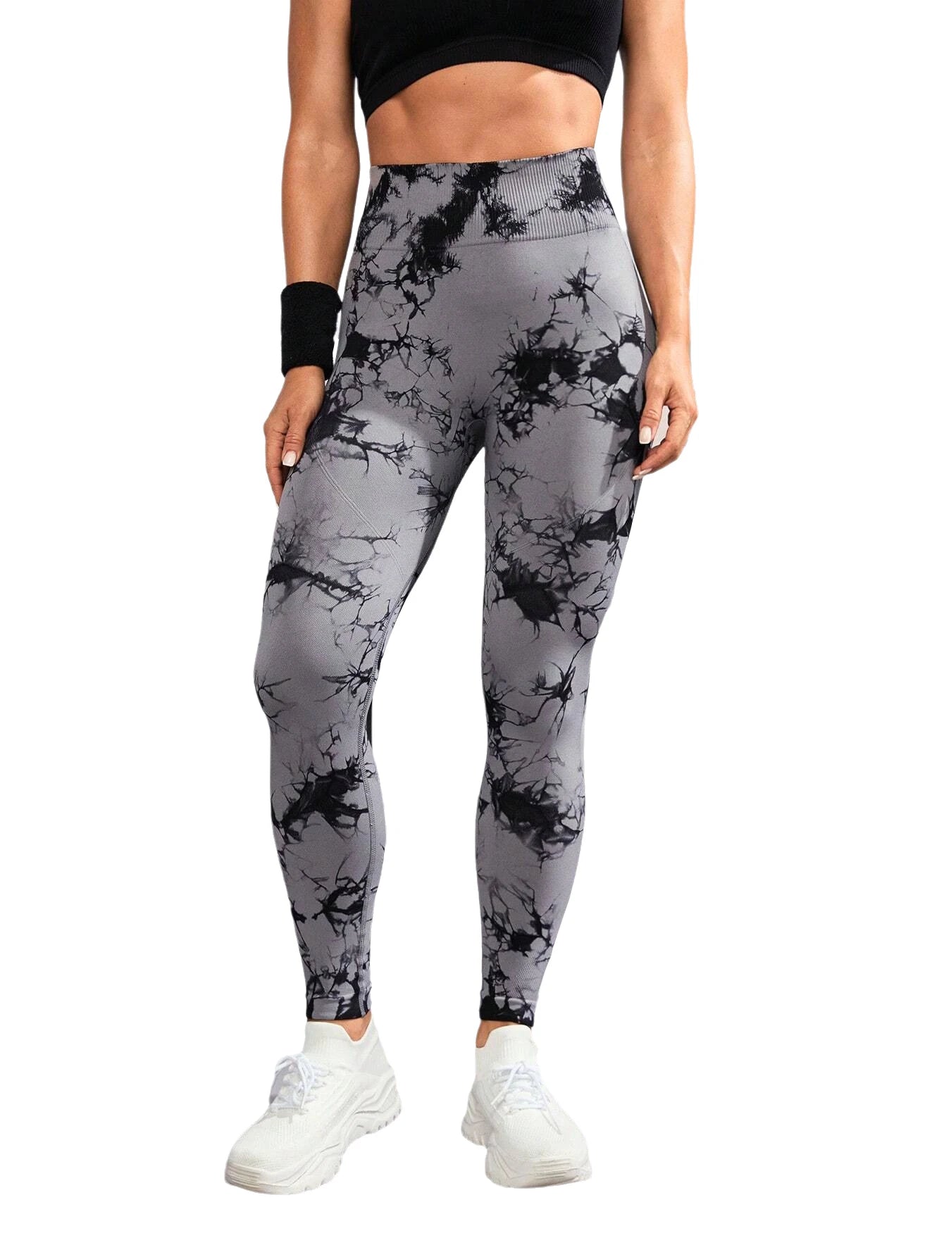 Women Leggings High Waist Tummy Control Yoga Pants Seamless/Peach Hip-Lifting Sport Leggings for Fitness Marble Gray L