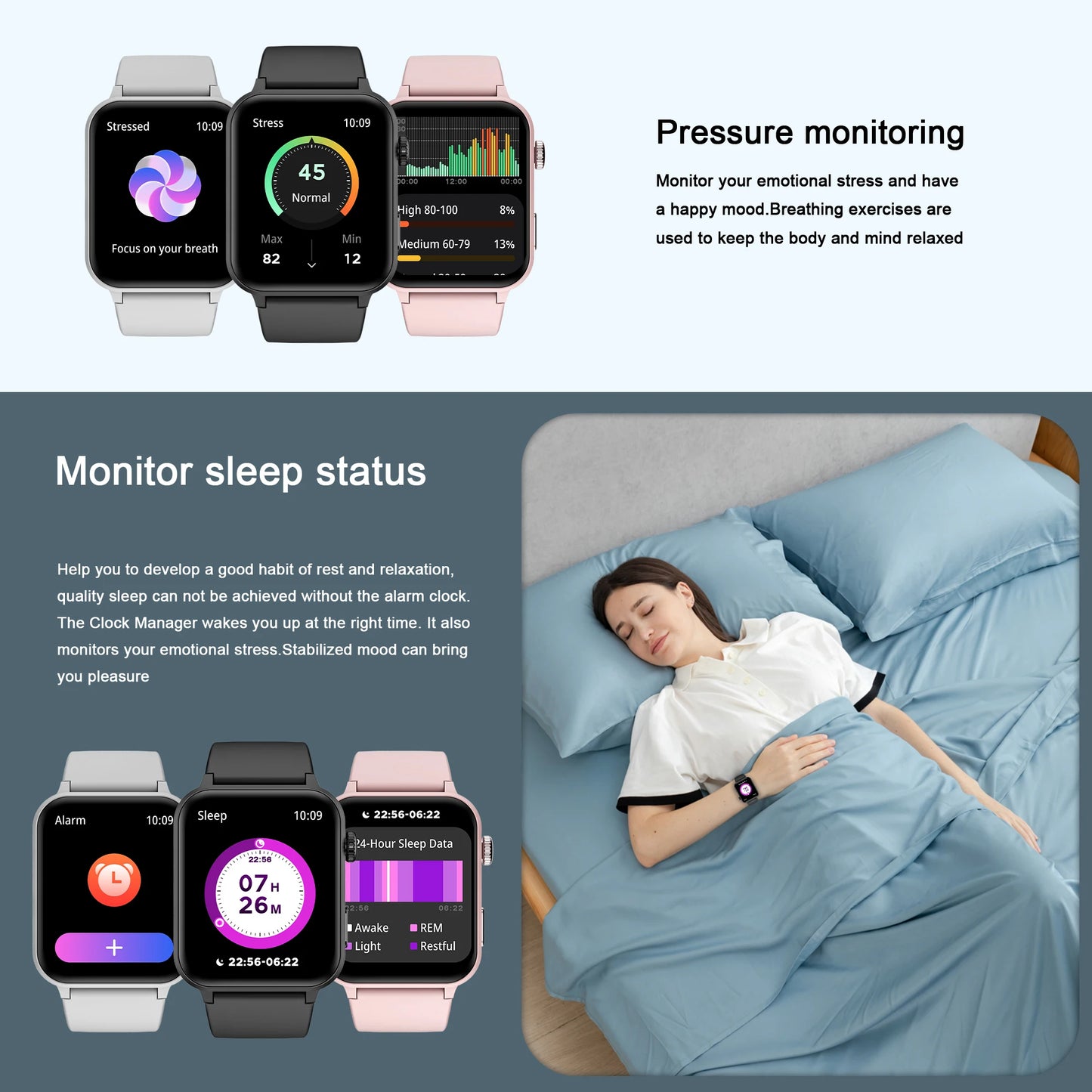 Blackview R30Pro Gray Smartwatch 1.85'' BT Call Waterproof Smart Watch Heart Rate/SpO2 Monitor Man Woman Watches for Android IOS