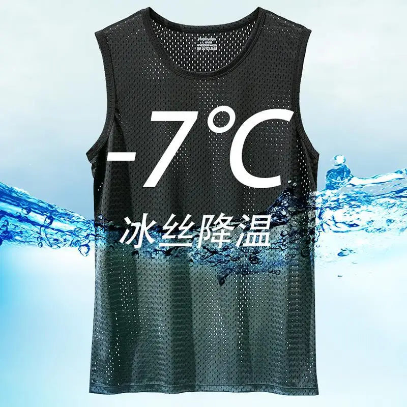 Men's Ice Silk Mesh Tank Tops Gym Stringer Transparent Bodybuilding/Sleeveless Shirt Fitness Vest Male mesh Muscle Shirt
