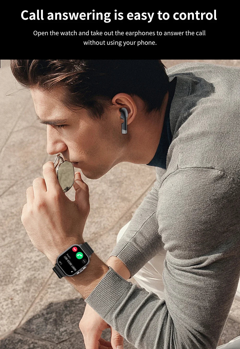 2025 D8 Smartwatch NFC Heart Rate Monitor Earbuds/Music Control Pedometer For iPhone Android