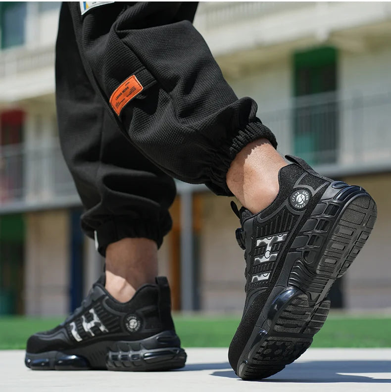 Lace-Free Men's Breathable Casual Work/Safety Shoes with Impact and Puncture Resistance