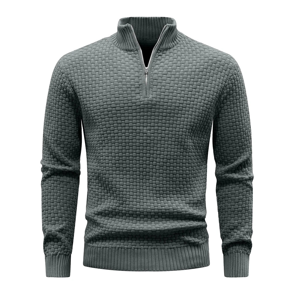 Men's Sweater Spring Outer Wear Quarter Zip Sweaters Polo Zip Pullover/Cable Knit Mock Neck Turtleneck Top US Size