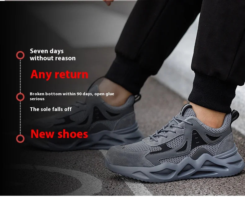 Men's Comfortable Soft-Soled Smash/and Puncture Resistant Work Shoes