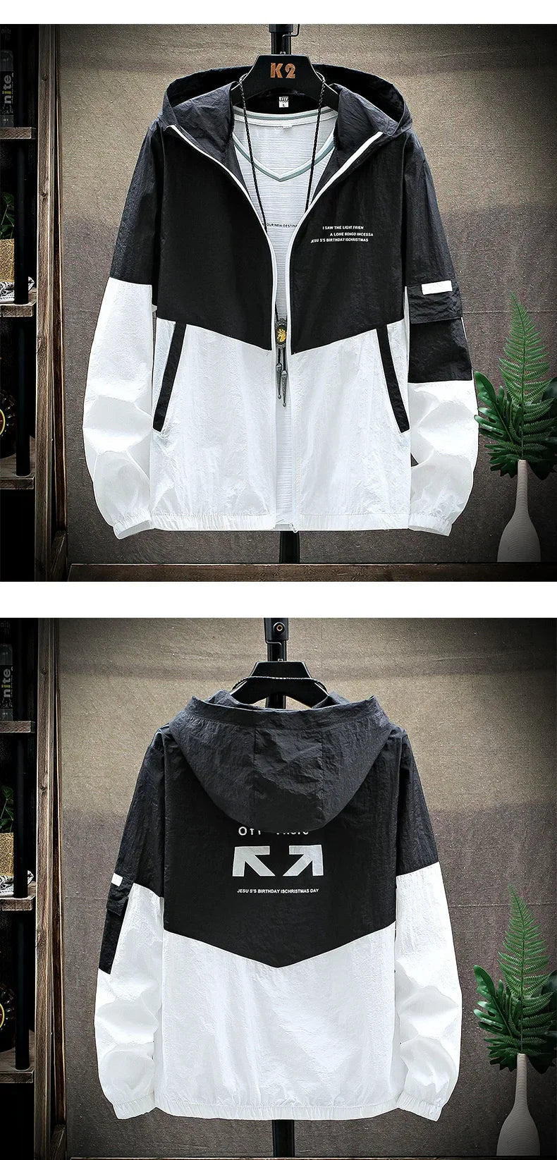 Summer Skin Coats Men Ultra Light UV Sun Protection Big Size Hooded/Windbreaker Jacket Men Striped Casual Outwear
