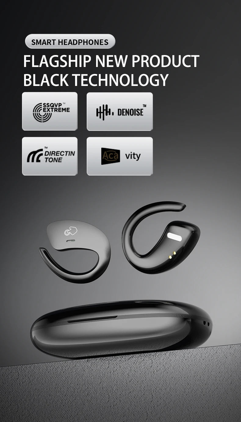 Open Ear Bluetooth Headphones 30 Hours Playtime/True Wireless Earbuds with Ear Hook Air Conduction Clear Calls Waterproof