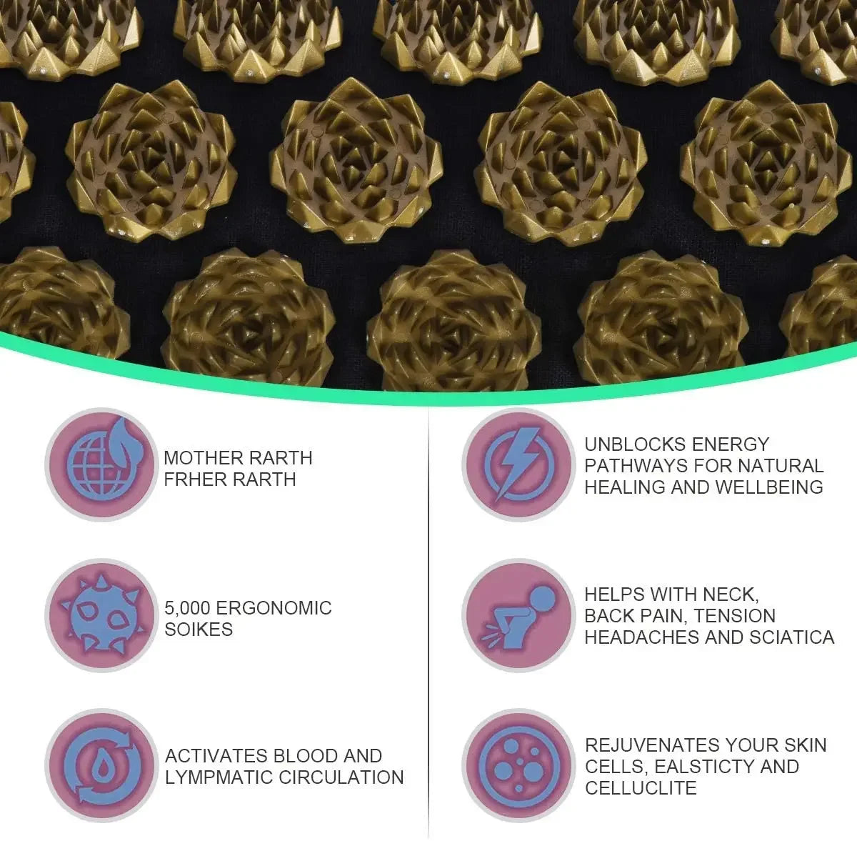 Pranamat Eco Lotus Spike Mat Acupuncture Massage Cushion/for Neck Foot Back Yoga Acupressure Massage Mat