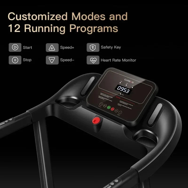 CURSOR FITNESS Home Folding Treadmill with Pulse Sensor/2.5 HP Quiet Brushless, 7.5 MPH, 265 LBS Capacity