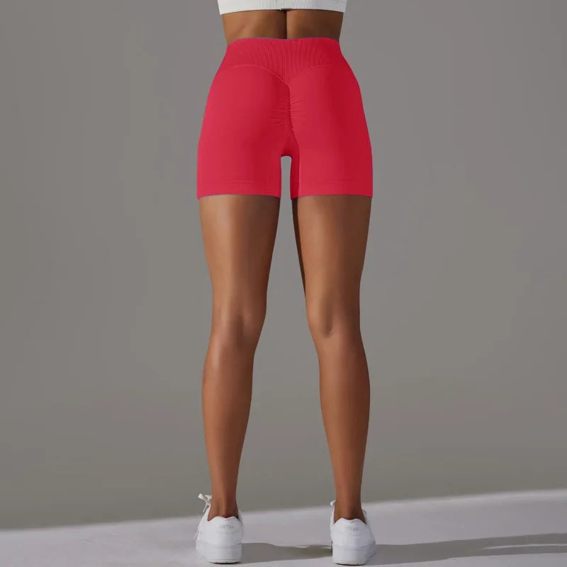 3 Pieces Women Solid Peach Hip Sports Pants High Elastic/Breathable Running Biker High Waist Yoga Scrunch Shorts for Women