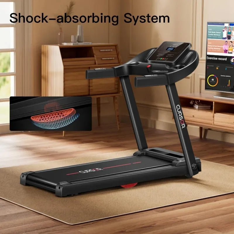 CURSOR FITNESS Home Folding Treadmill with Pulse Sensor/2.5 HP Quiet Brushless, 7.5 MPH, 265 LBS Capacity