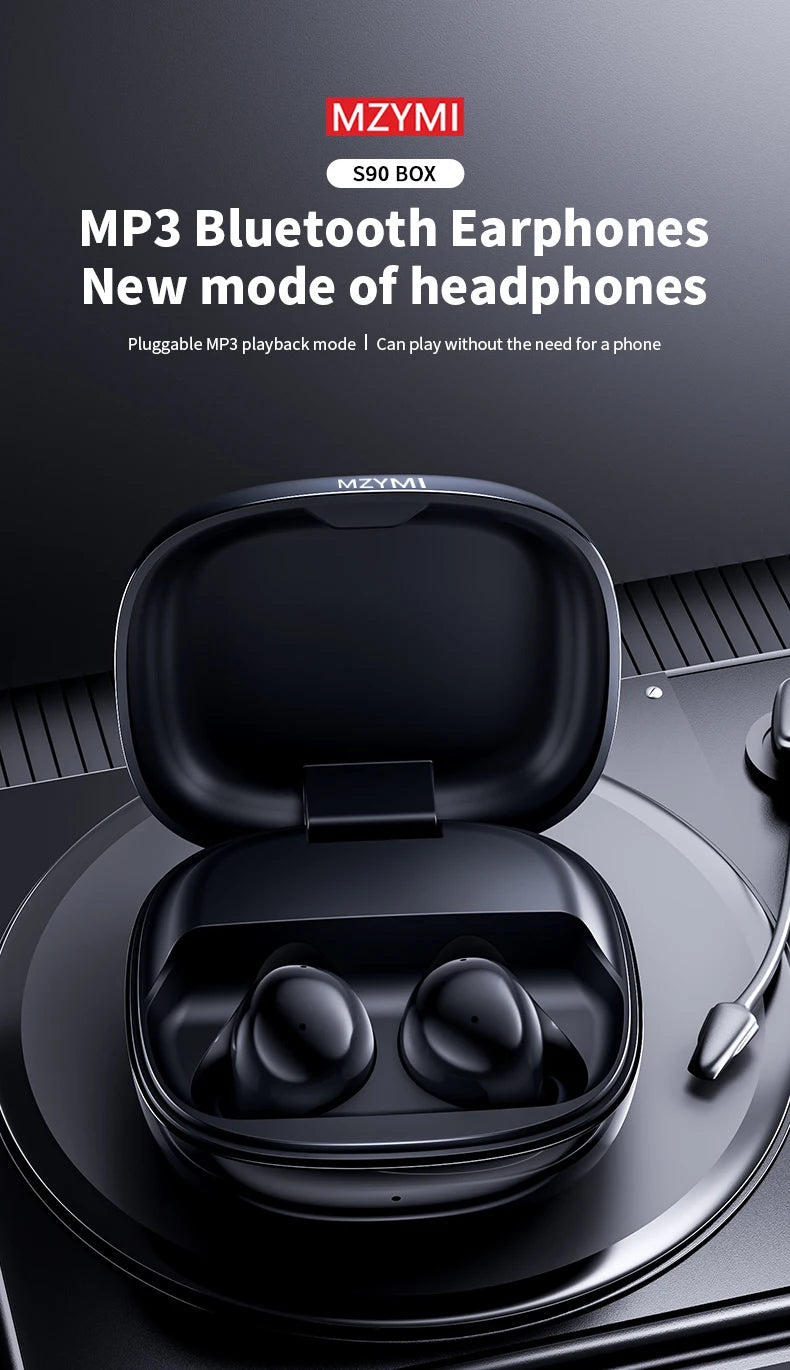MZYMI S09 Wireless Earphone Bluetooth5.4 Active Noise Cancelling/ Touch Control Headphone Support TF Card In Ear Earbud With Mic
