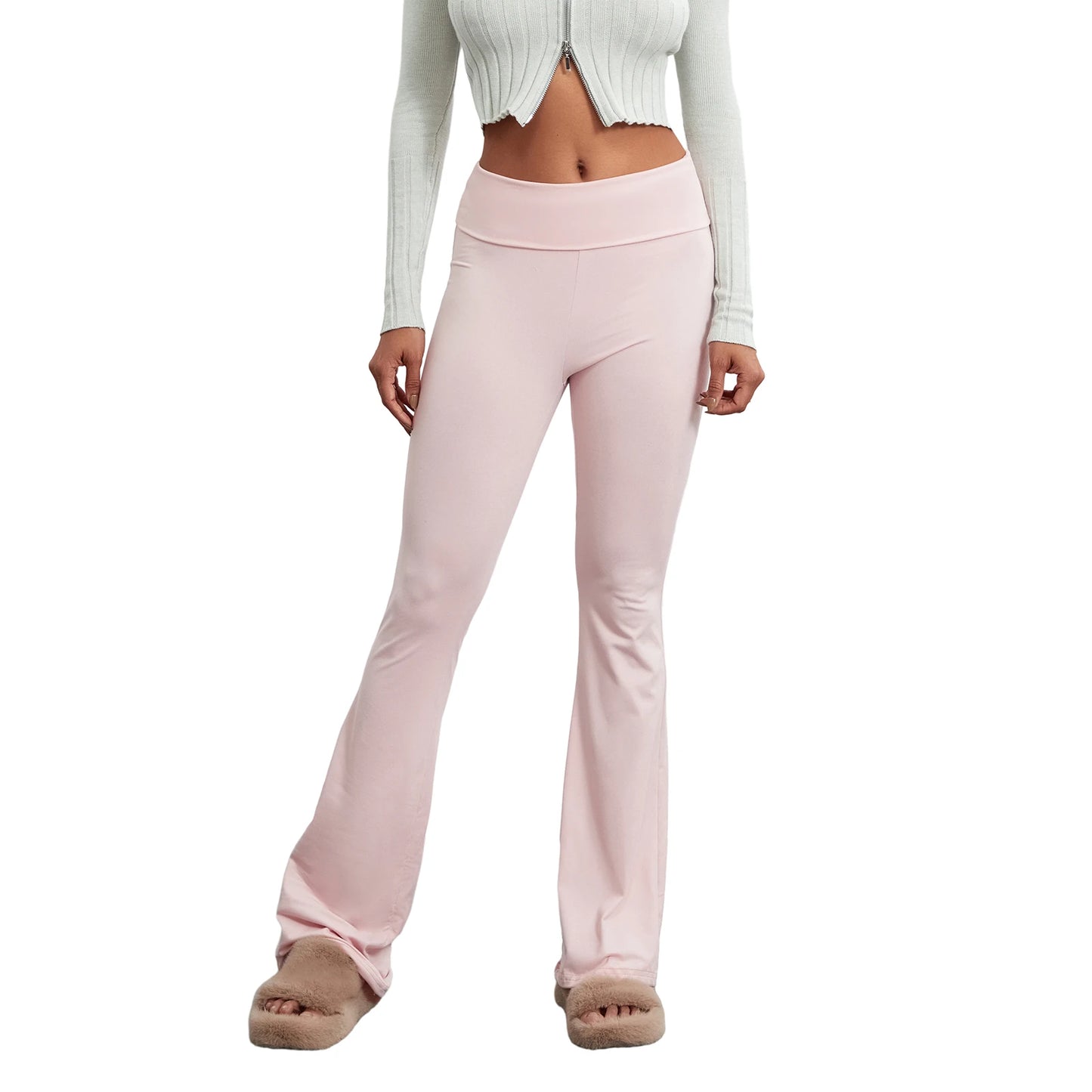 Women s Spring Summer Bell Bottom Pants/High Waisted Stretch Solid Color Flared Women Pants