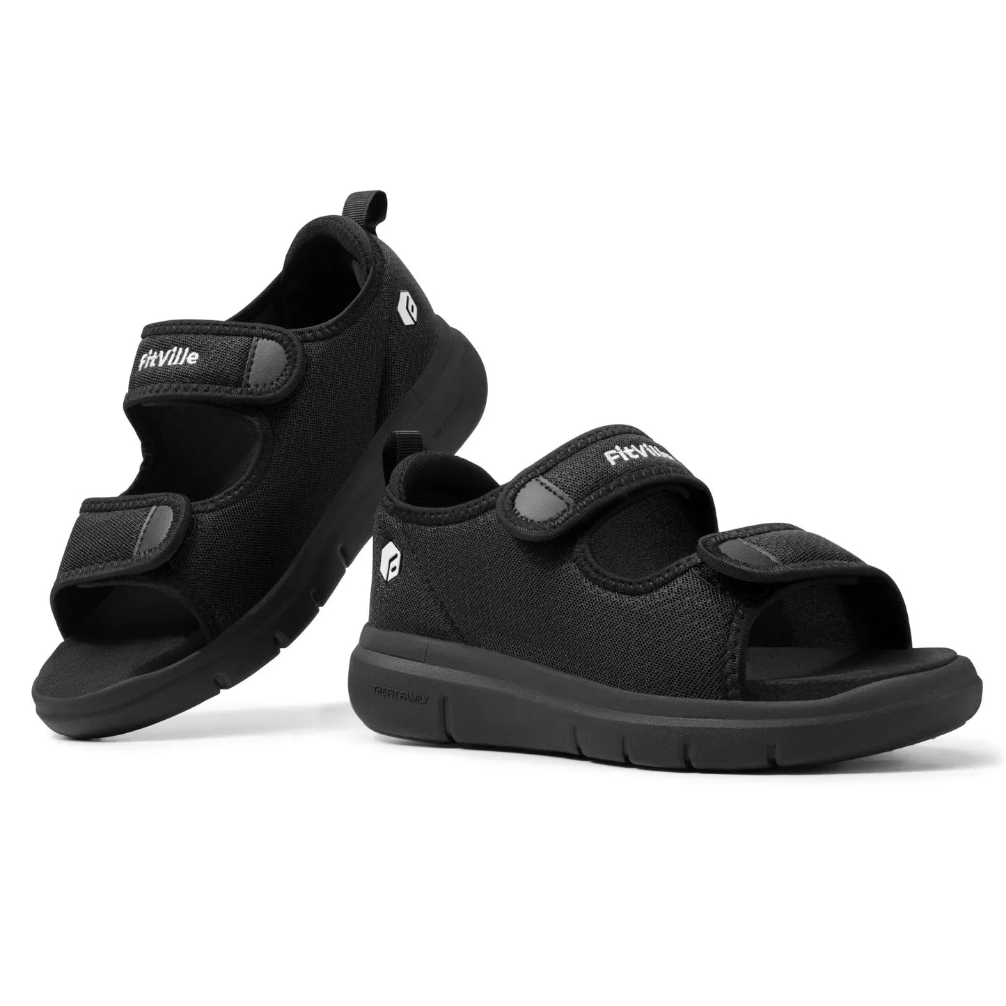 FitVille Women'S Diabetic Wide Sandals With Arch Support Adjustable Straps/Breathable Lightweight Casual Women Flat Shoes