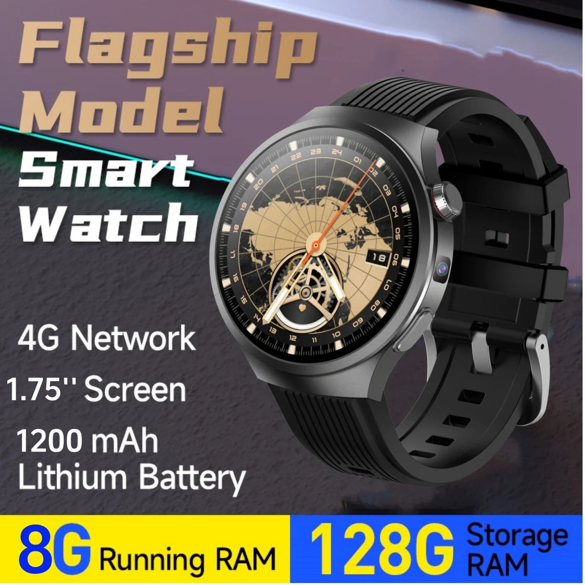 GoldenSpike 4G Full Netcom Smartwatch 1.75inch Amoled Android Smart Watch/With 8MP Camera Video Calling Sim Card Google Play