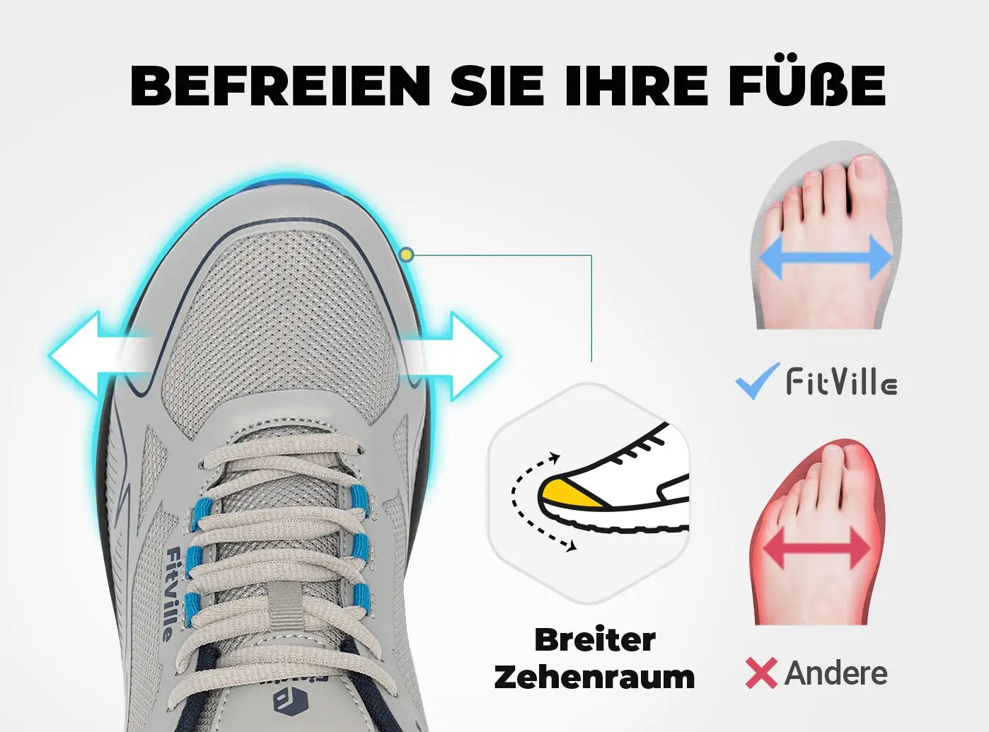 FitVille Extra Wide Trail Running Shoes Non-Slip Men's Sneakers/Lightweight for Male Swollen Feet Arch Support Pain Relief