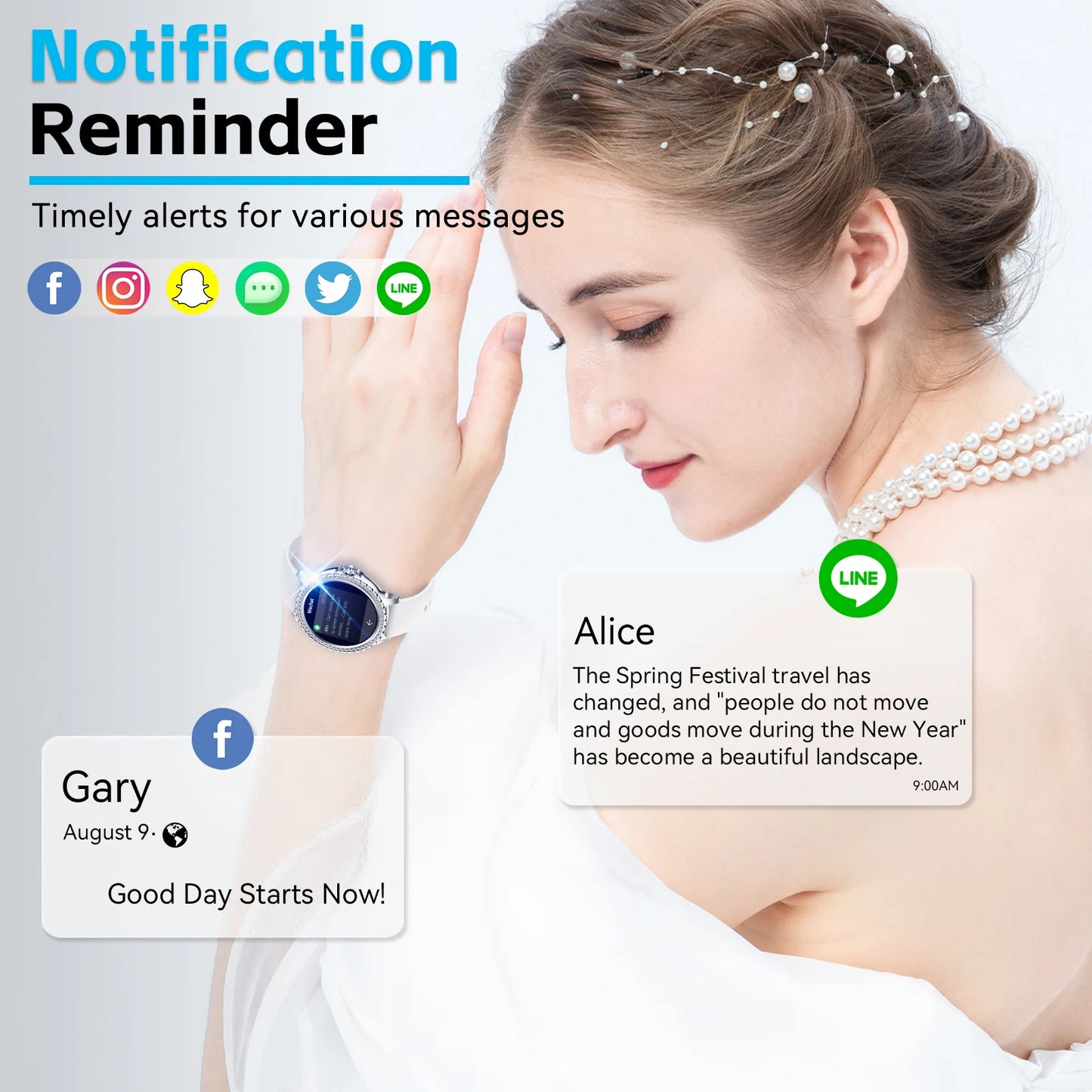 LaNikar Smart Watch for Women Smartwatch Fitness Tracker/Watch with Heart Rate/Sleep Monitor/Pedometer for iPhone Android