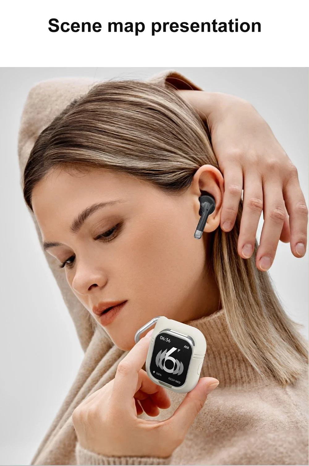 New 2-In-1 Smart Watch With Ear Buds For Men 2 Inch NFC Wireless Call/Fitness Music Control For Huawei Smartphone
