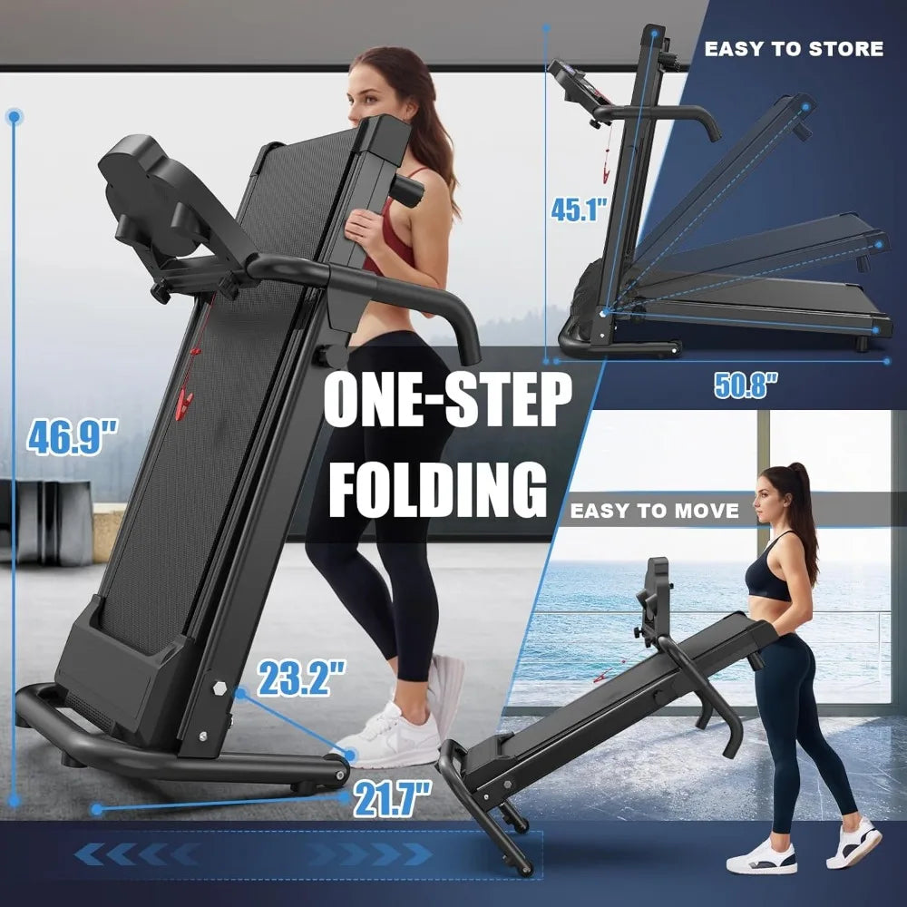Foldable Treadmills for Home, Portable Treadmill with Handles, 2.5HP Treadmills/300 lb Capacity APP Control Fitness Folding Treadmill