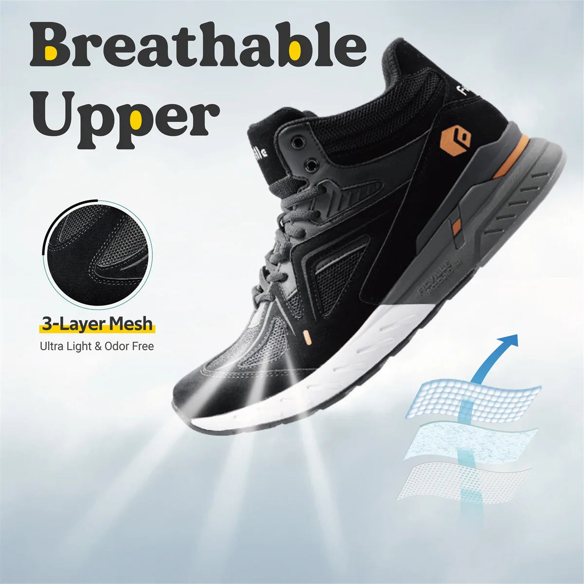 FitVille Men's High-Top Basketball Shoes Widened Lightweight Casual Sneakers/Breathable For Male Swollen Feet Relieve Pain