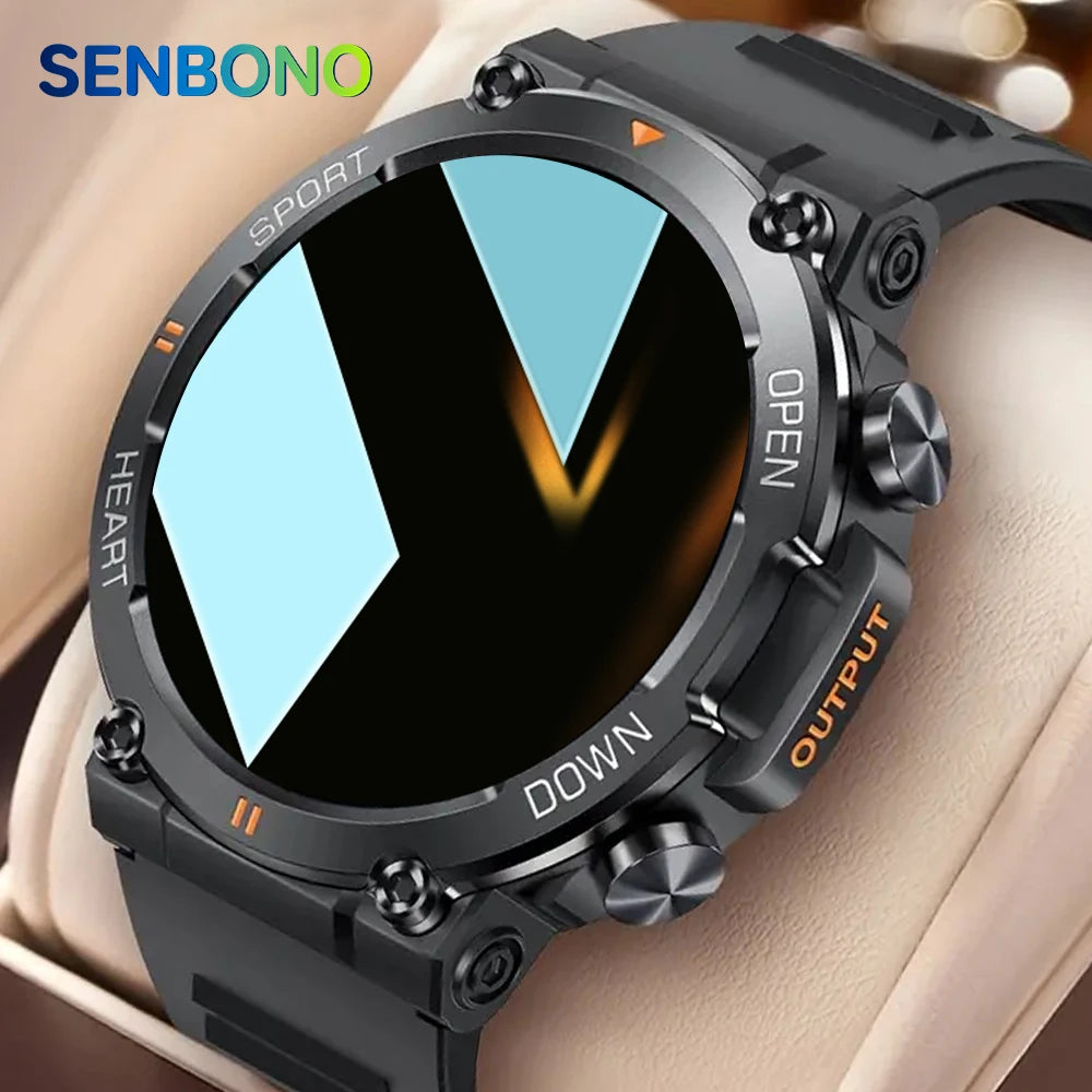 SENBONO Rugged Military Smart Watch for Men 100+Sports Watches BT Call/Waterproof Original Big Battery Heart Rate Smartwatch men