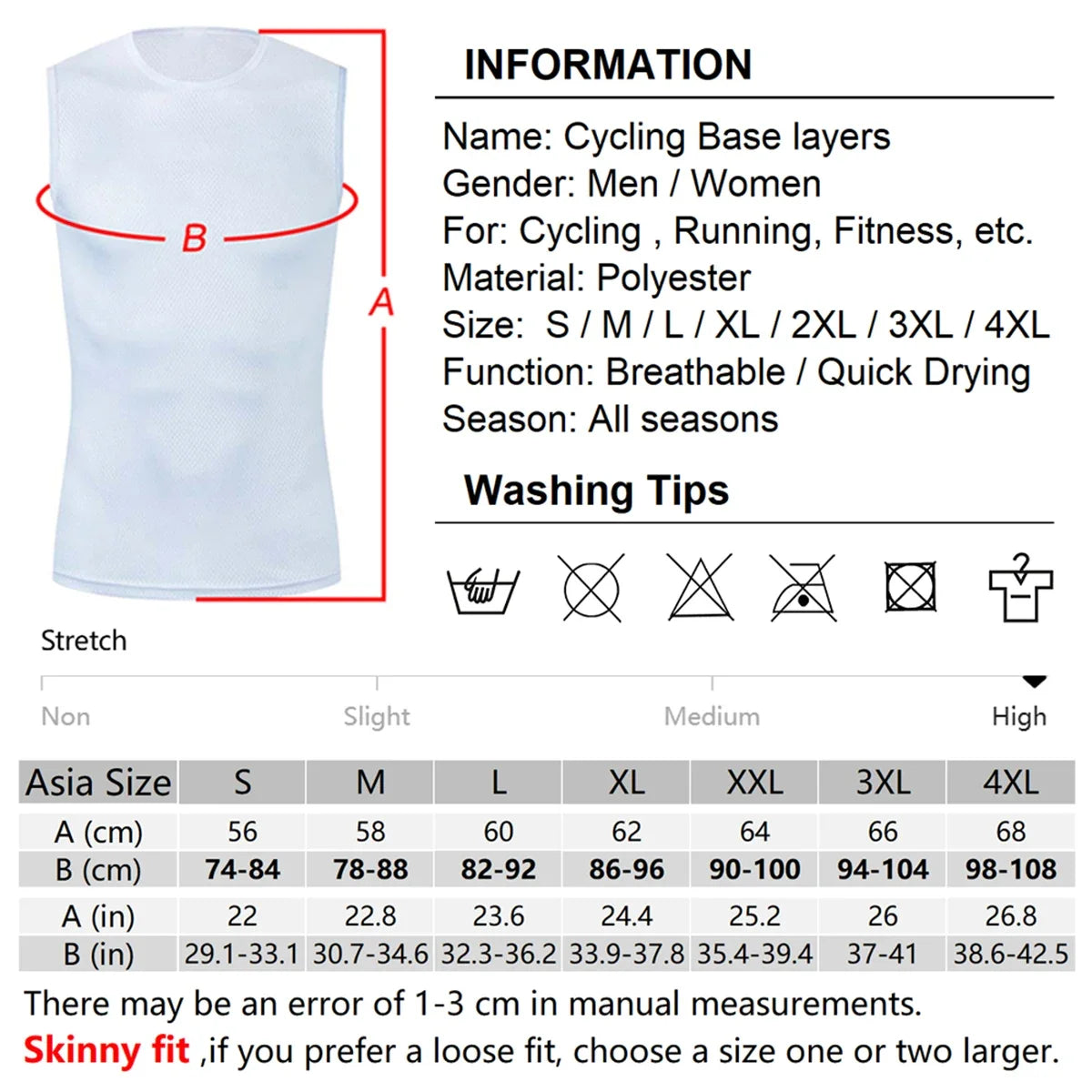 Reflective Cycling Base Layers White Cycling Undershirt Quick Dry Vest/Sport Tank Top Tight Vest High Elastic Vest Bike Jersey