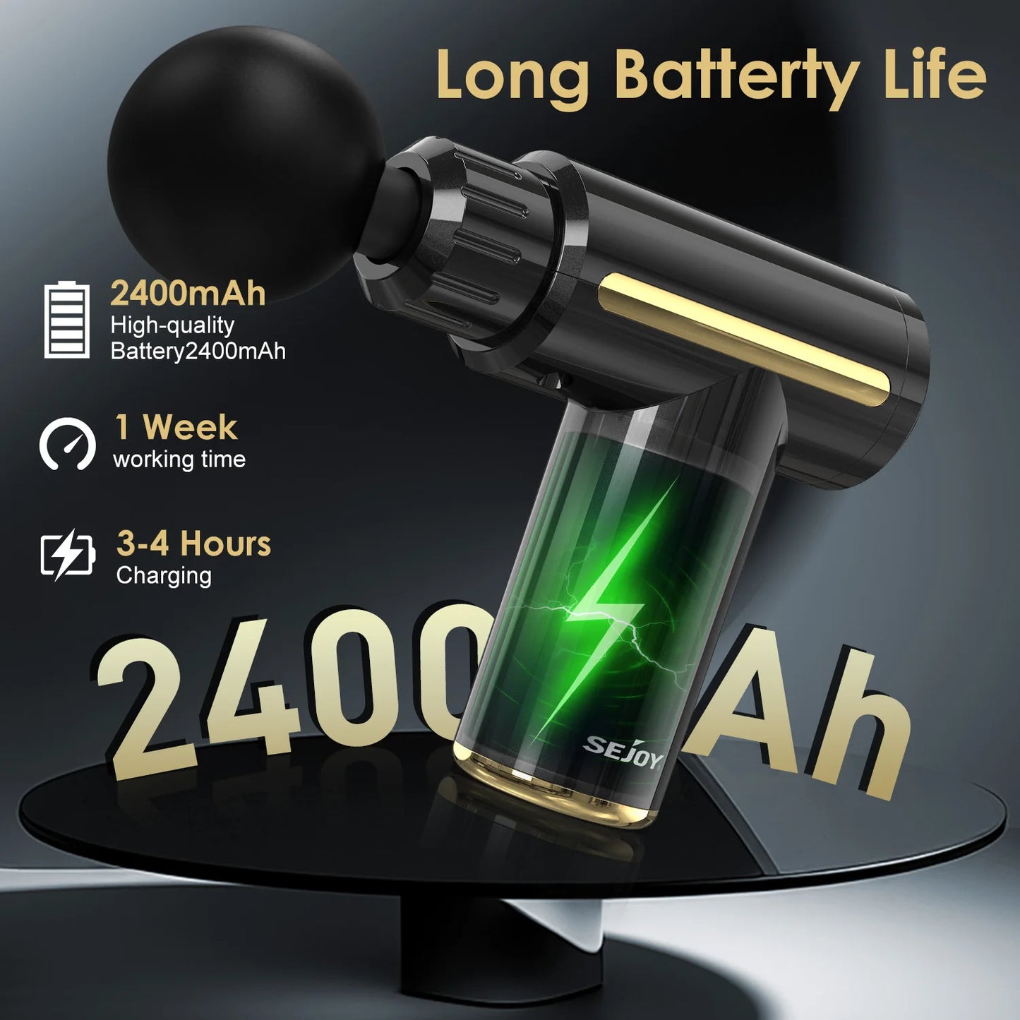 Massage Gun Deep Tissue for Pain Relief Fascia Massage Gun/with 4 Massage Heads & 6 Speeds