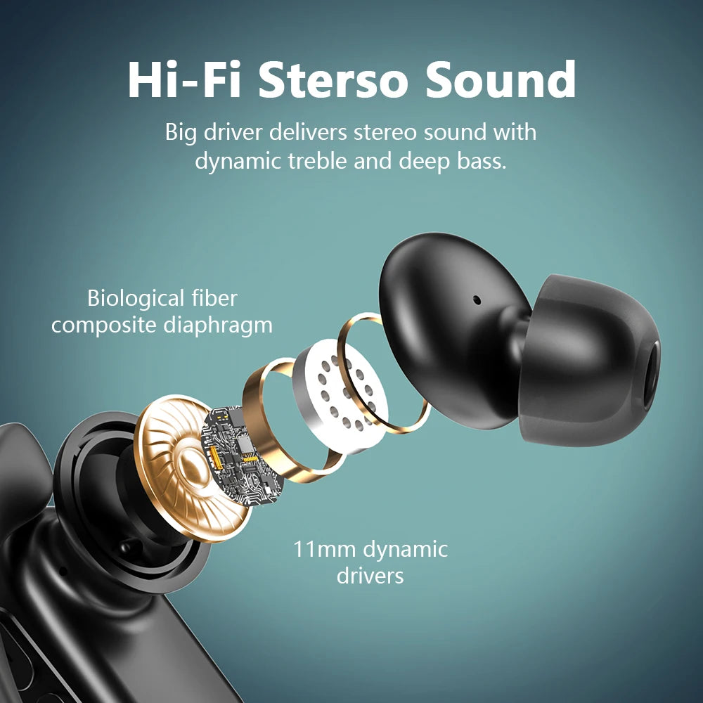 Mpow Deep Bass Wireless Earbuds Bluetooth/5.3 TWS Earphones in-Ear LED Display Waterproof