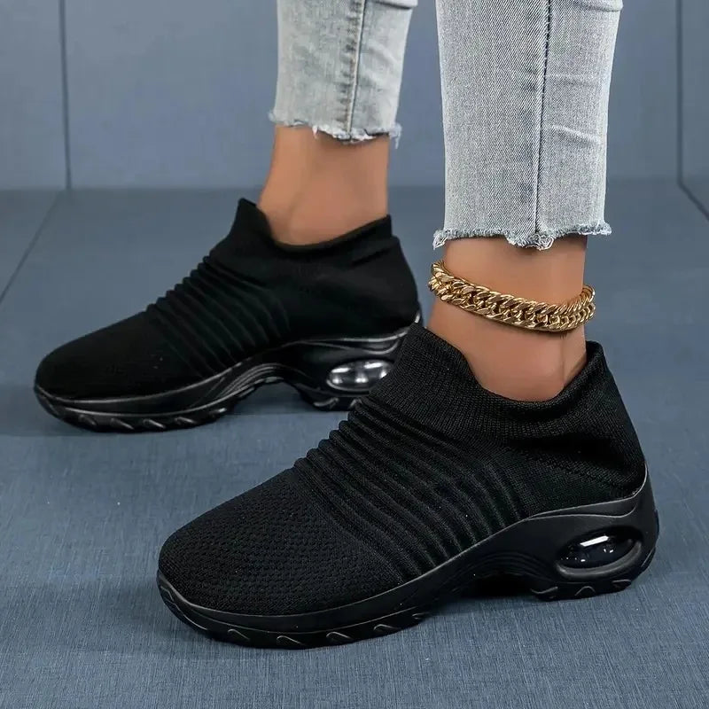 Women Running Training Sneakers Female Air Cushion/Causal Sport Shoes Slip On Walking Sock Shoes