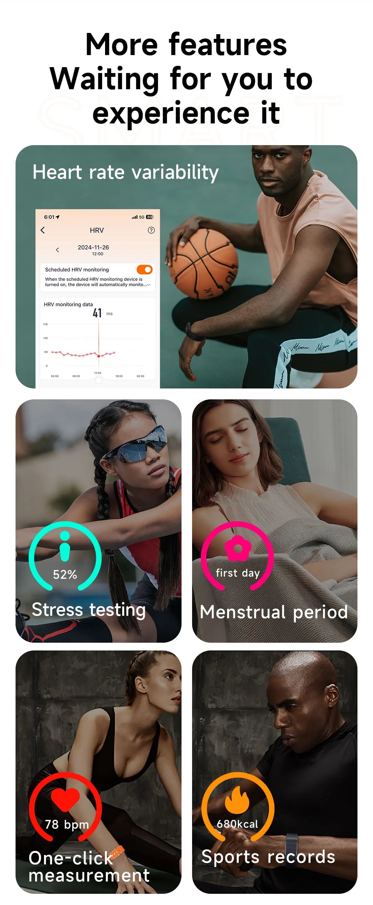 LIGE New No screen Smart Watch 20-day Ultra-long Use Time 24hours Blood Oxygen/Blood Pressure Monitoring Sports Smart Bracelet