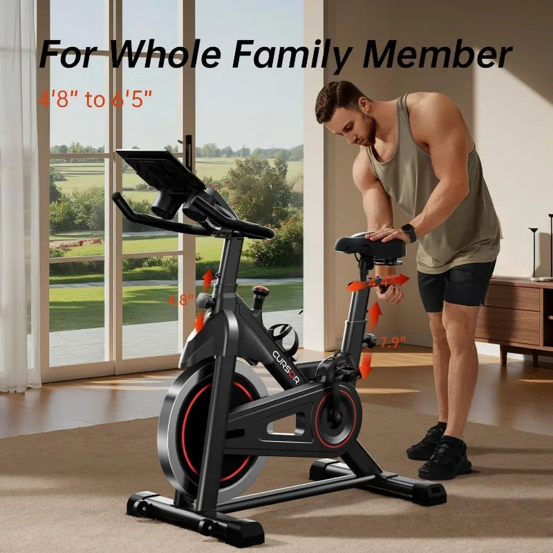 CURSOR FITNESS Exercise Bike, Stationary Bikes for Home/Indoor Cycling Spin Bike Workout Bike with Extra Comfort Seat