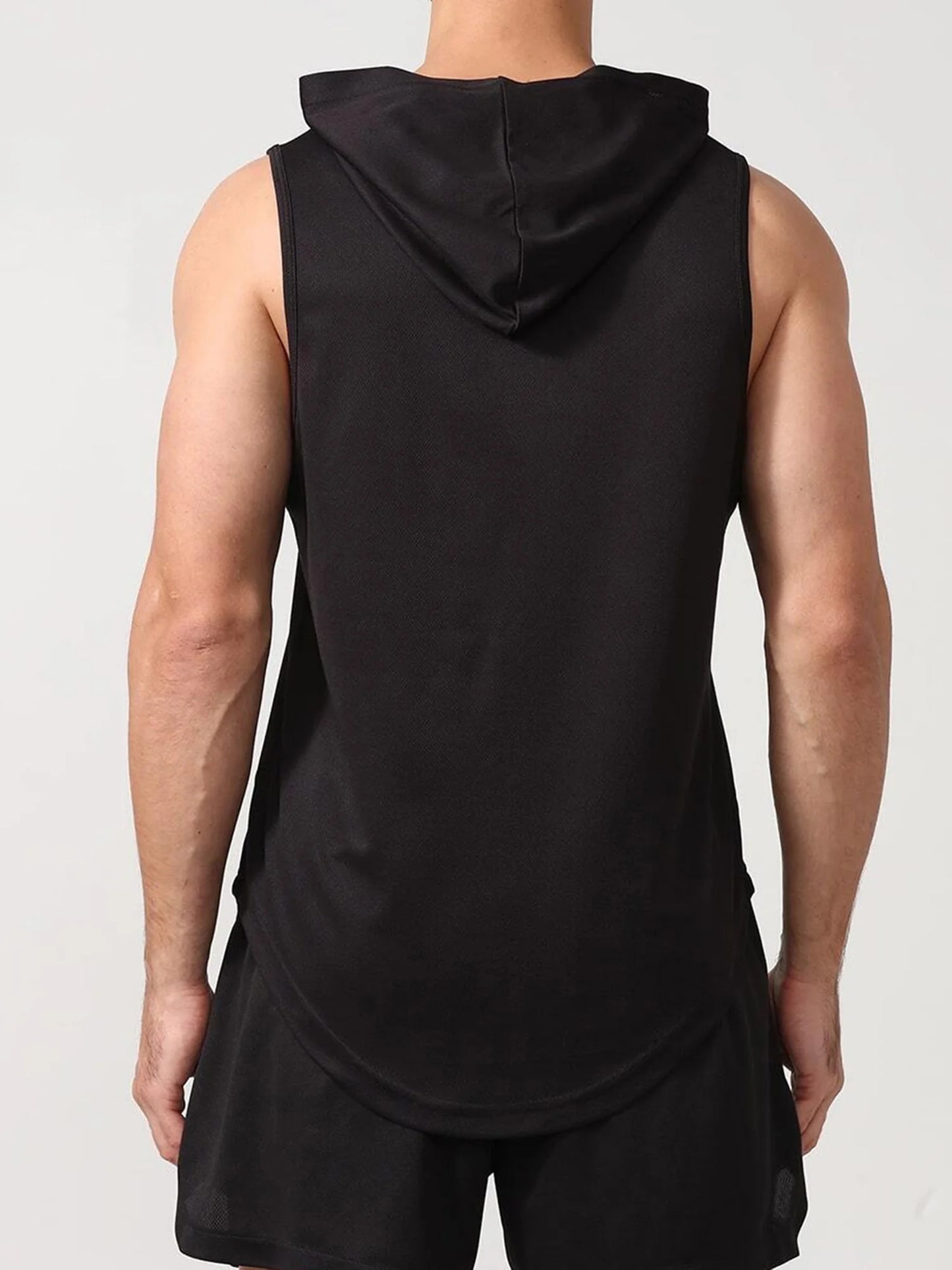 Men s Sleeveless Hooded Workout Tank Top Solid Color Athletic/Gym Vest for Bodybuilding and Summer Fitness Training
