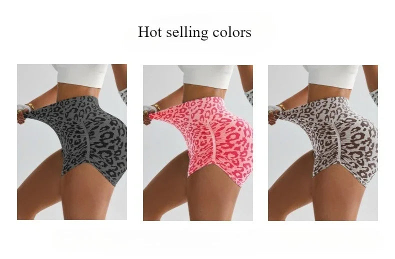 Women High Waist Leopard Print Shorts Seamless Slim Leggings  Hip Lifting/Gym Running Cycling Yoga Shorts Summer for Women