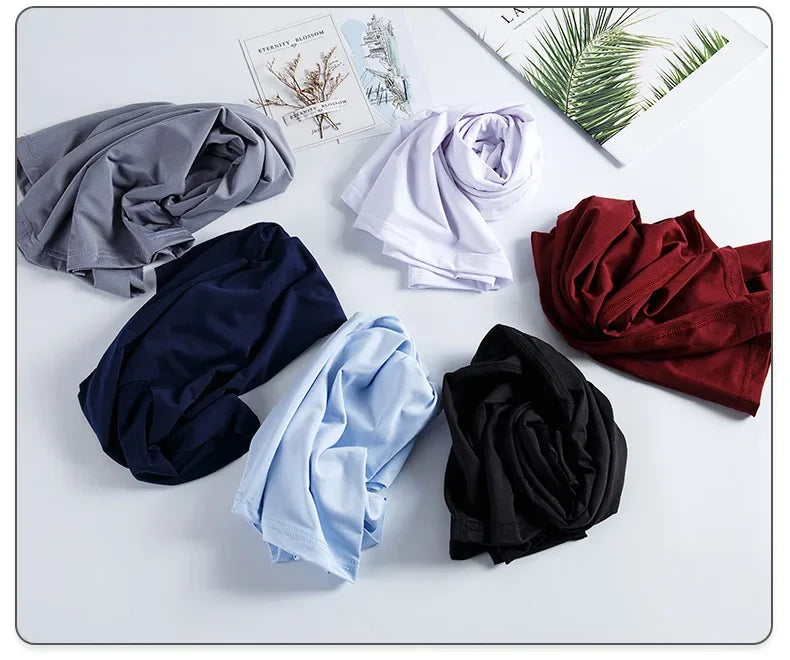 Ice Silk Men T-shirts Summer Seamless Sport Underwear Casual V-neck/Thin T-shirts Quick Dry Shirt Tops Bottoming Shirt for Men